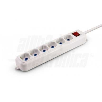 23-043S/06 alpha elettronica
Multipresa con 6 uscite Universali Italia P40 - Interruttore-1,5m cavo spina 90°16A - Bianca