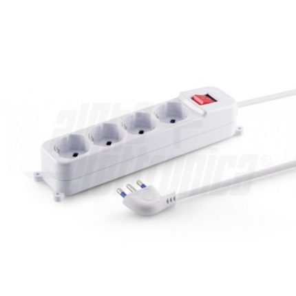 23-043S/03 alpha elettronica
Multipresa 4 uscite Universali-interruttore-3m cavo spina 90°16A-bianca-color box