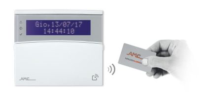 K-LCD BLUE TAG- AMC -tastiera LCD blu con lettore RFID/NFC integrato, con 2 linee IN/OUT programmabili
