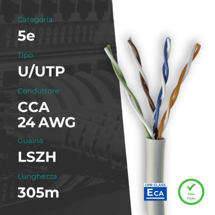 CM-C5EUCU24L305GF -MACH POWER - CAVO U/UTP CAT5E 305m CU 24AWG LSZH Eca GRIGIO (EX037)