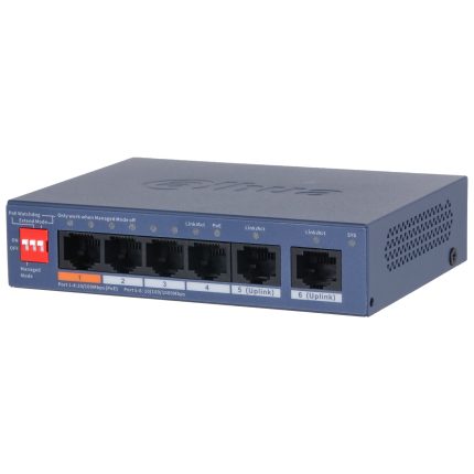 CS4006-4ET2GT-60 - DAHUA - Switch Cloud managed con 6 porte (4 PoE 10/100 Mbps < 60 W + 2 Gigabit